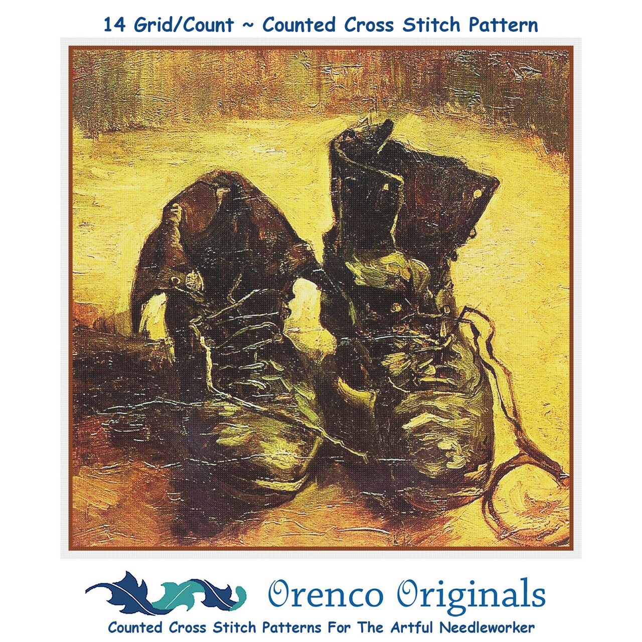 a Pair of Work Boots by Vincent Van Gogh Counted Cross Stitch Pattern